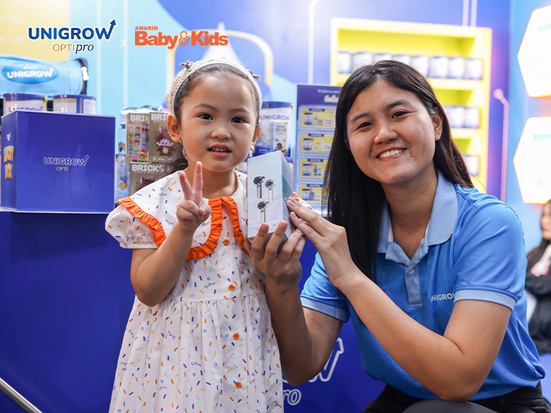 บูธ UniGrow Optipro ในงาน Amarin Baby & Kids 2026 – บูธ I11