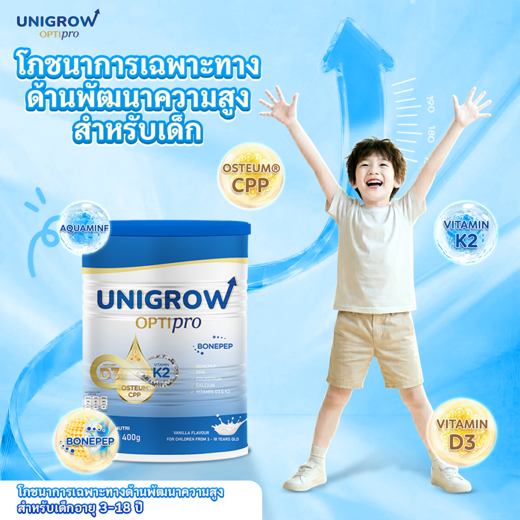 คอมโบ 5 กระปุก แถม Unigrow Optipro รสวานิลลา 3 กระปุก และ D3K2 1 ขวด - Image 3
